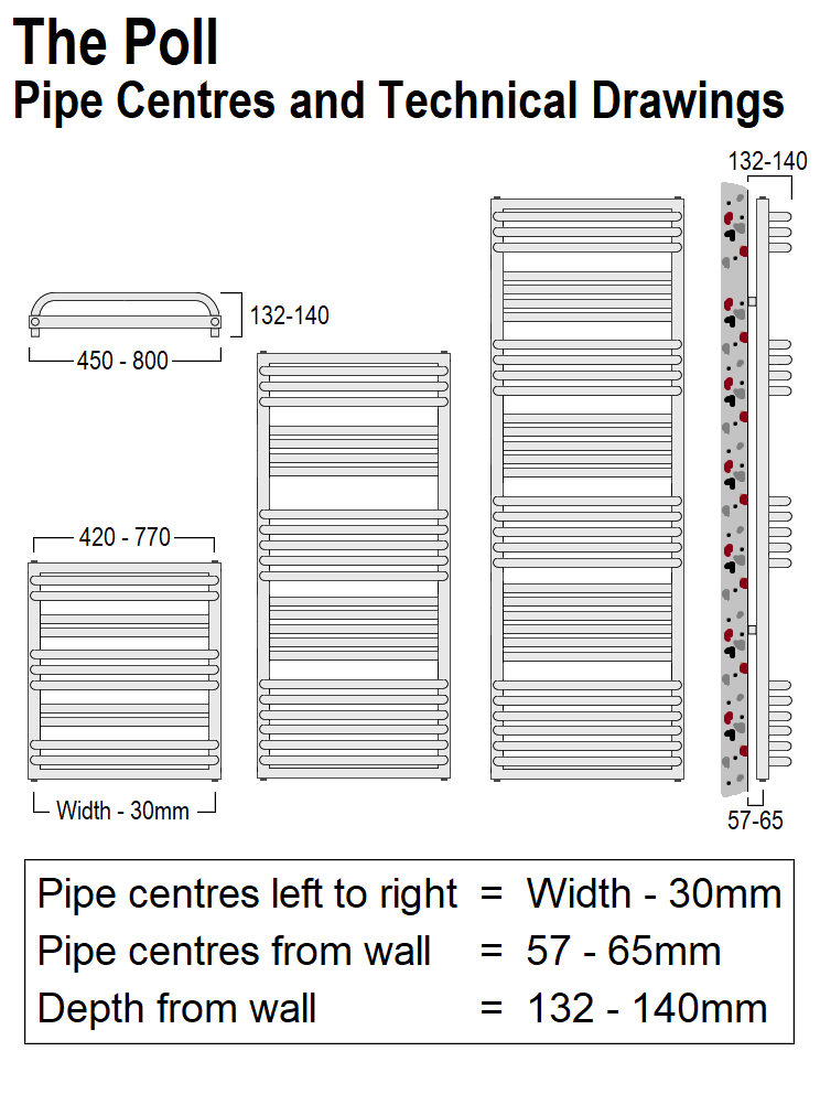 TRC Poll Towel Rail 530 x 500